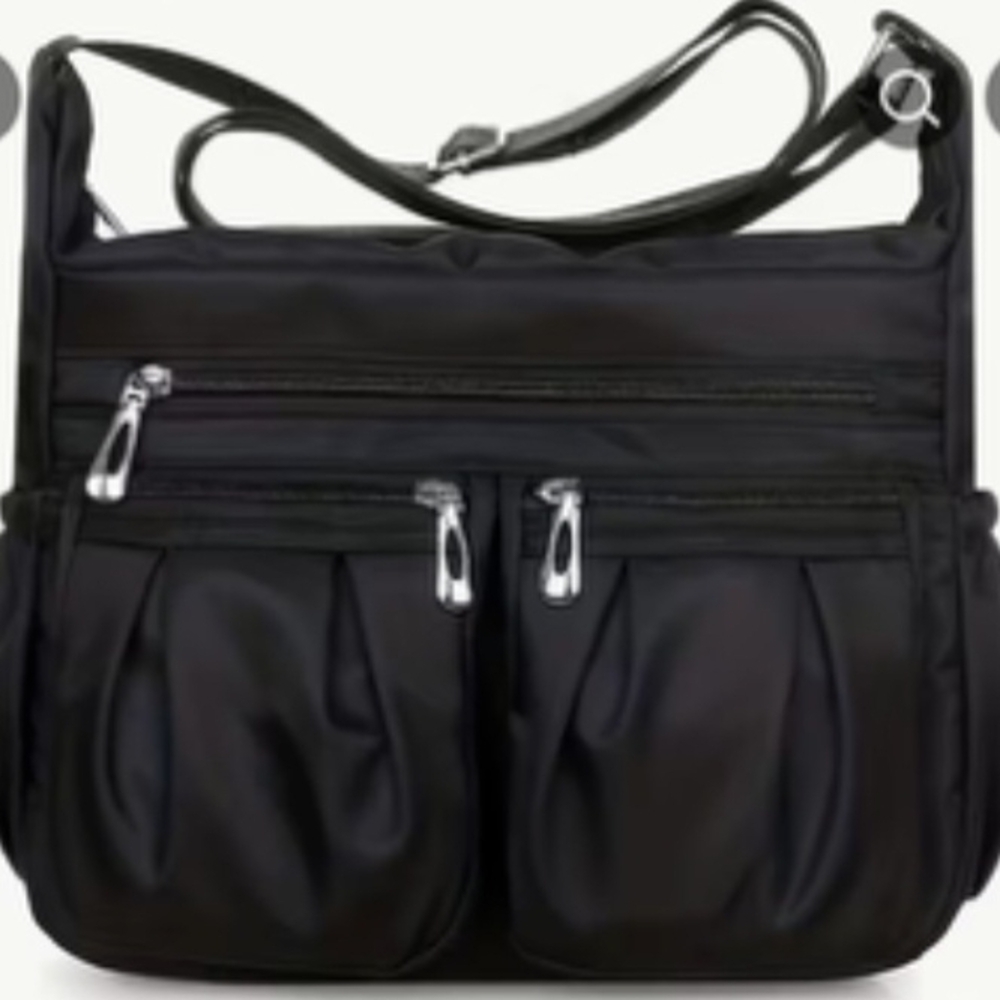 Elegant Black Vinyl Women's Crossbody Bag